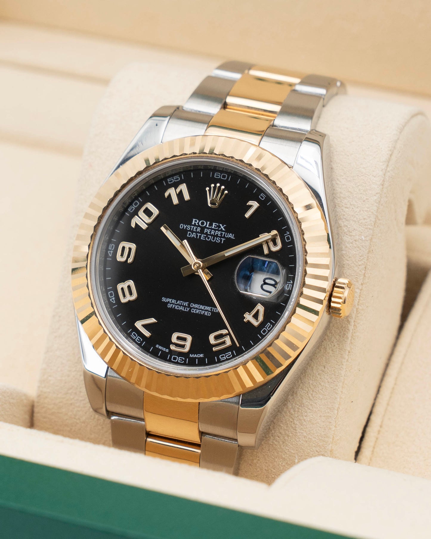 Rolex Datejust II 41mm 116333 Two Tone Yellow Gold Black Arabic Dial 2011