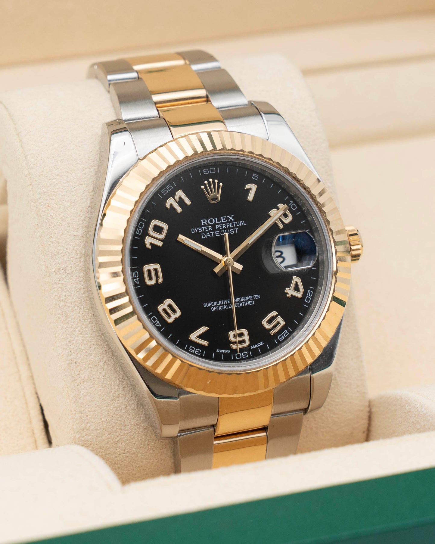 Rolex Datejust II 41mm 116333 Two Tone Yellow Gold Black Arabic Dial 2011