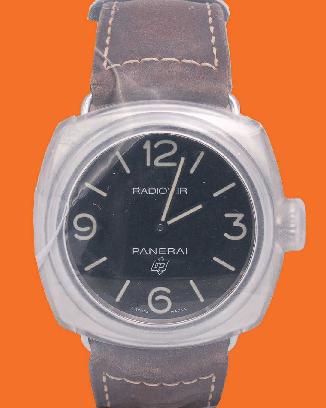 NEW SEALED Radiomir Base Logo 45mm PAM00753 Brown Strap Black Dial 2018