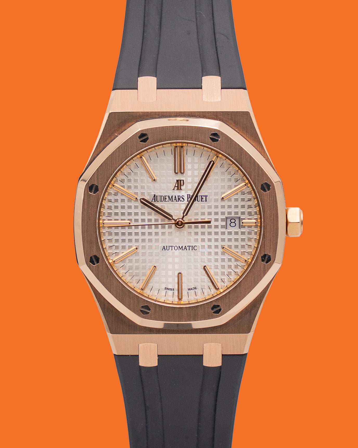 Audemars Piguet Royal Oak 41mm 15400OR Pink Gold Black Strap 2014