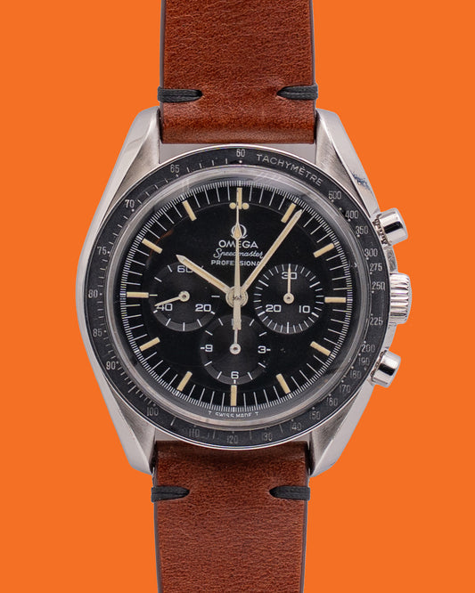 Omega Speedmaster Black Dial Brown Strap