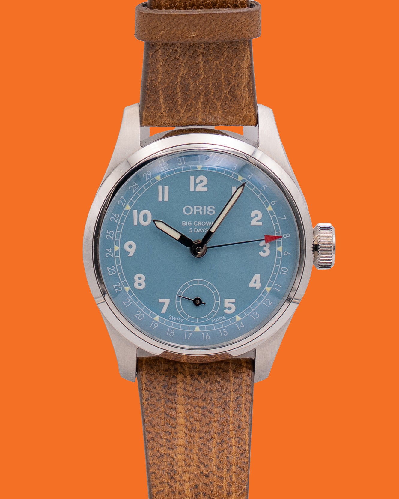 UNWORN STICKERED Oris Big Crown Pointer Date Calibre 473 38mm Lagoon Blue Dial Leather