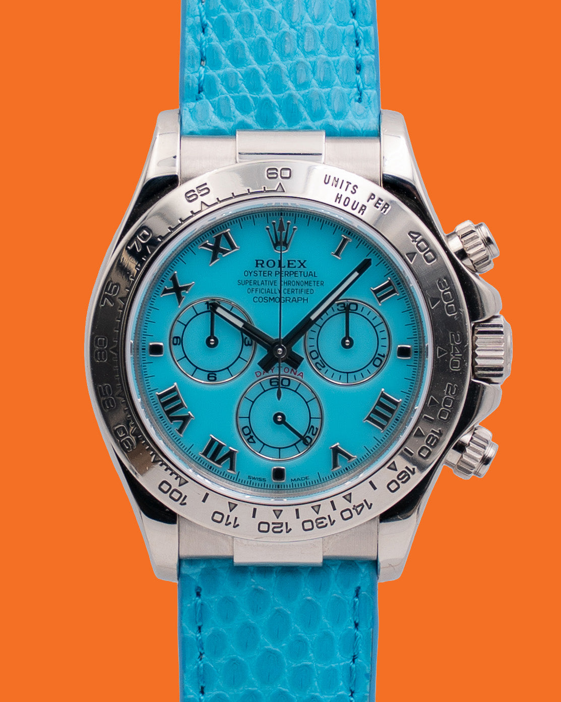 Rolex Daytona 40mm 116519 Beach Turquoise Dial On Blue Lizard  Strap 2001