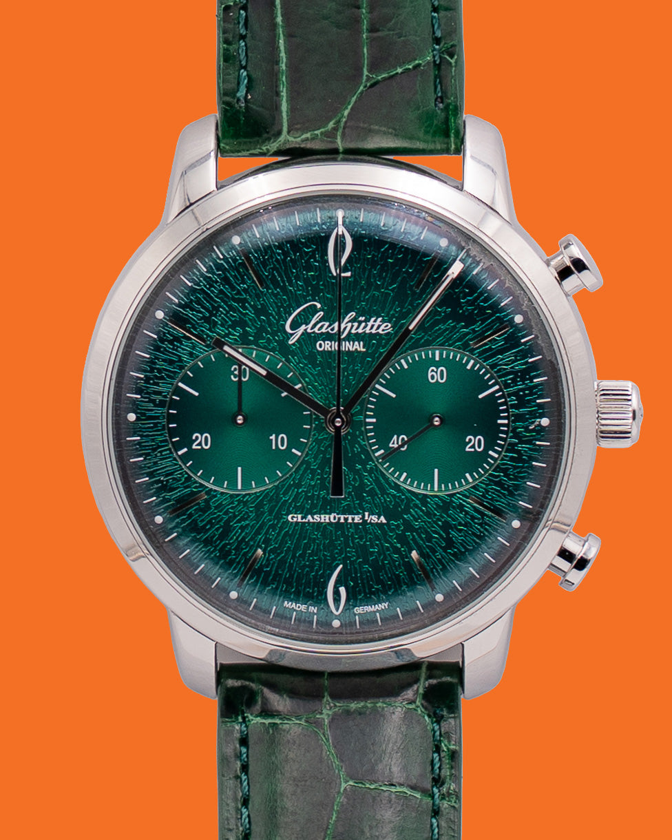 Glashütte Sixties Chronograph Annual Edition 42mm  1-39-34-05-22-04 Green Dial Green Strap Chronograph 2022
