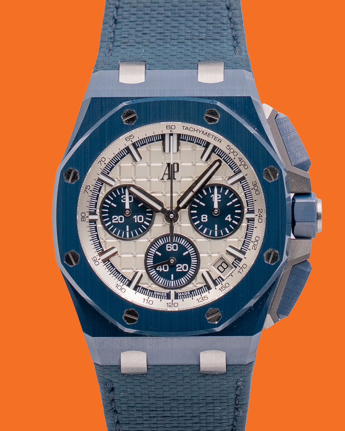 Audemars Piguet Royal Oak Offshore Chronograph 43mm 26420CD.OO.A029VE.01 Blue Ceramic Blue Textile strap