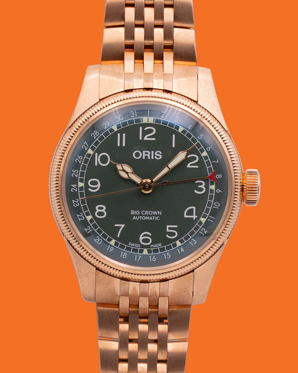 Oris Big Crown Bronze Pointer Date 40mm Green Dial Bronze Bracelet
