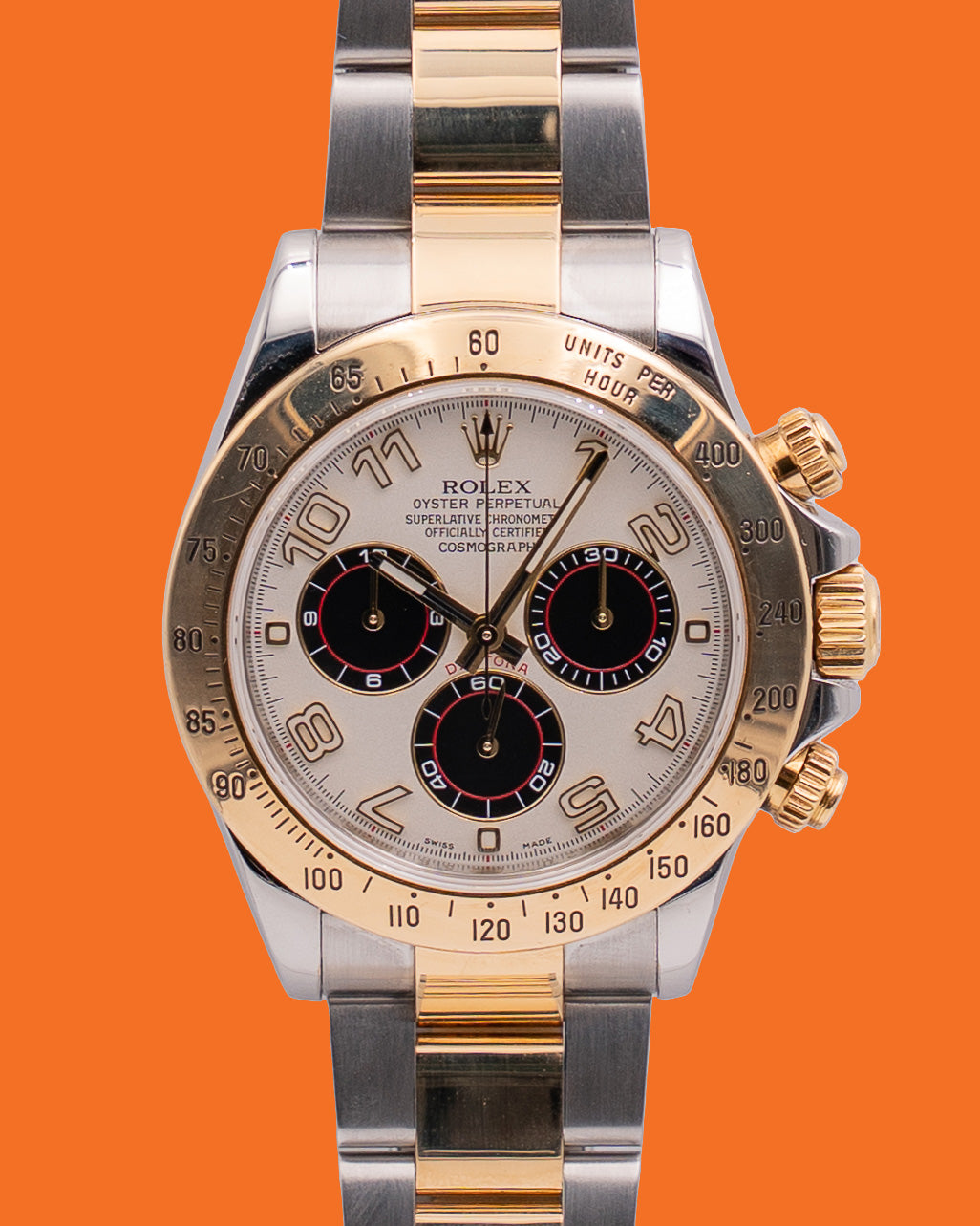 Rolex Daytona 40mm 116523 Two Tone racing dial White Arabic Dials Black Sub Dials