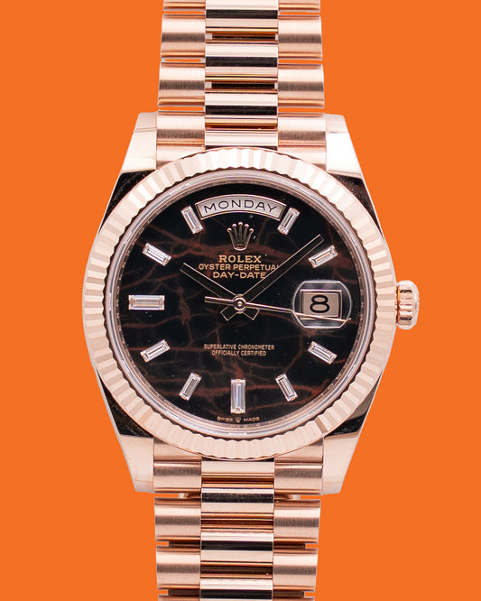 Rolex Day Date 40mm 228235 Everose Eisenkiesel With Diamonds Wood