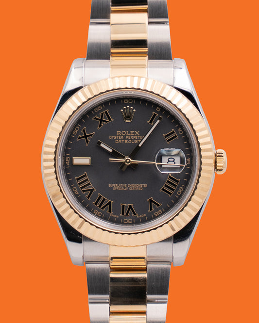 Rolex Datejust II 41mm 116333 Black Roman Dial Two Tone