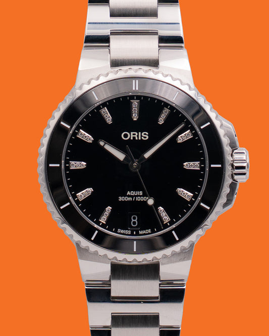 Oris Aquis Date Diamonds 36.5mm Black Dial Stainless Steel