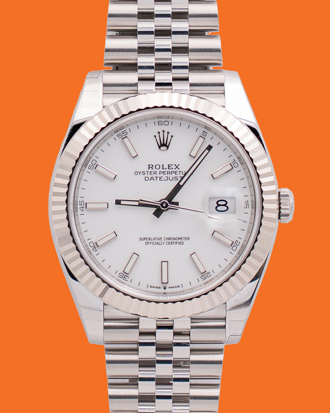 Rolex Datejust 41mm 126334 White Stick Dial Fluted Jubilee 2026