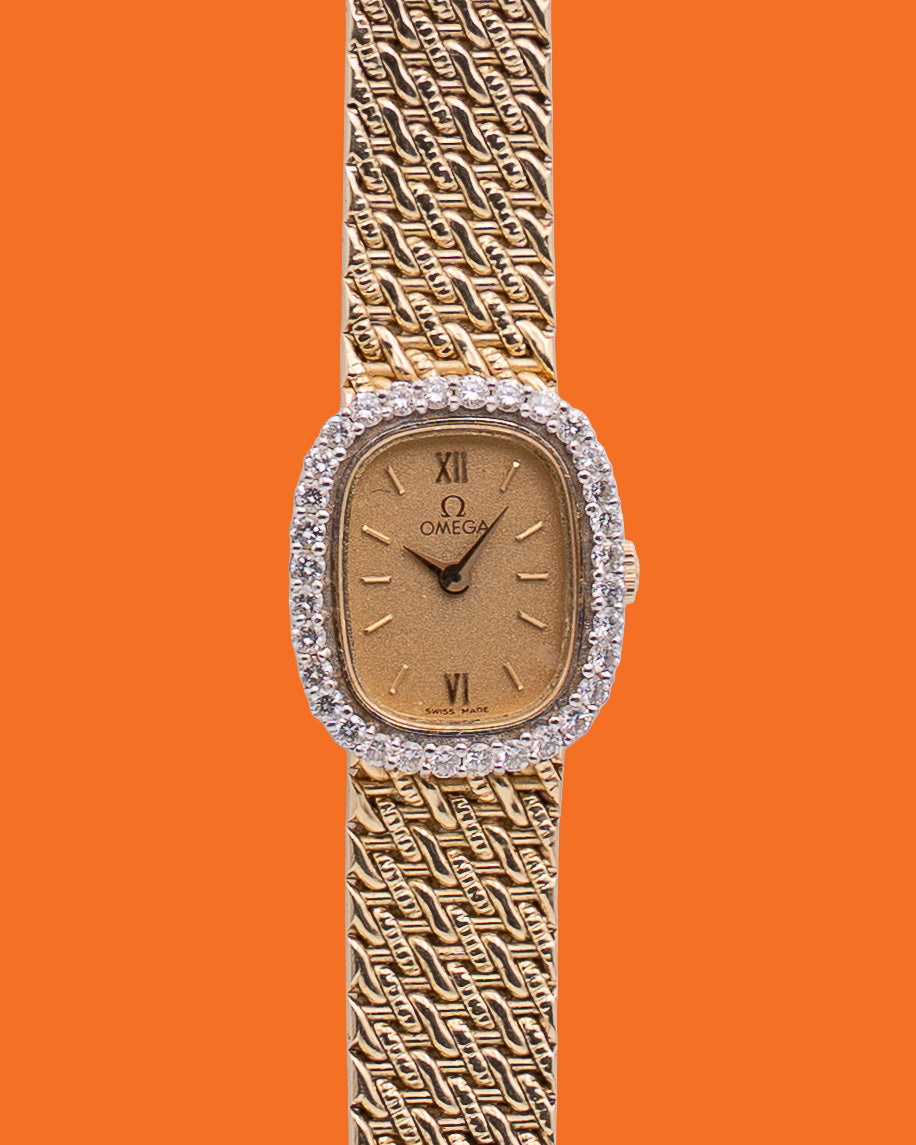 Vintage Omega Ladies Cocktail Watch Quartz 14kt solid gold