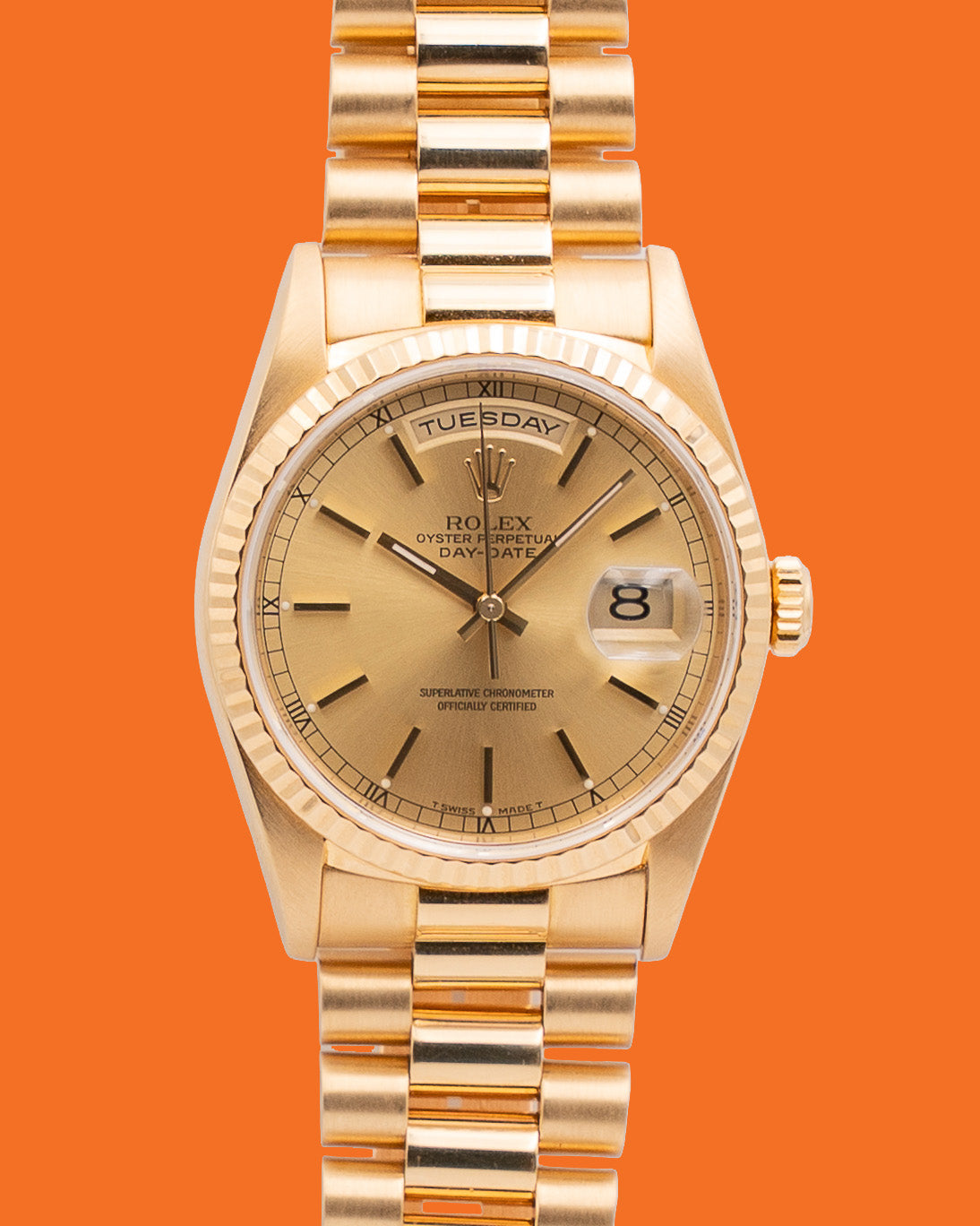Rolex Day Date 36mm 18238 Gold Case Champagne Dial 2000