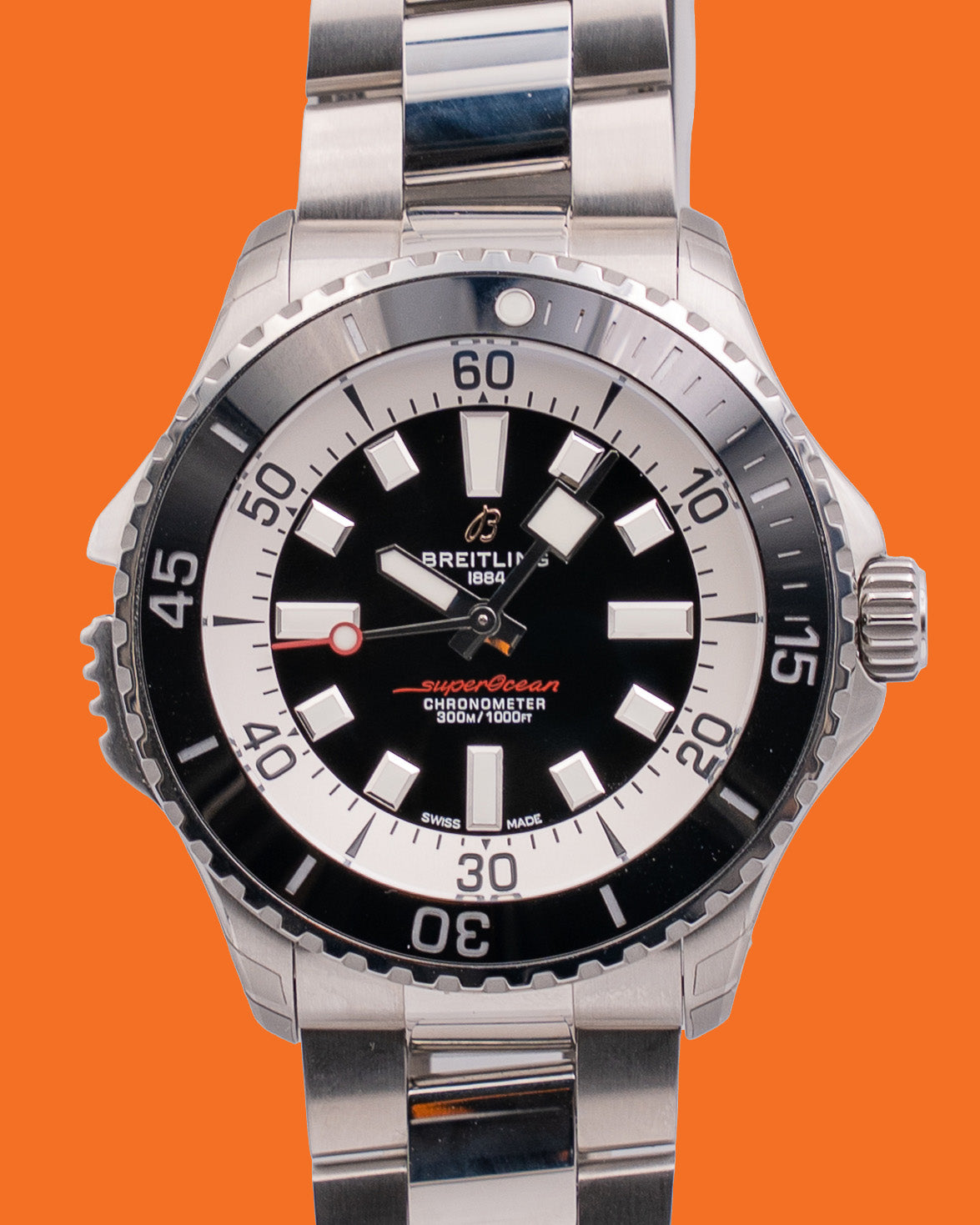 STICKERED  Breitling SuperOcean 46mm A17378211B1A1 Black On Bracelet