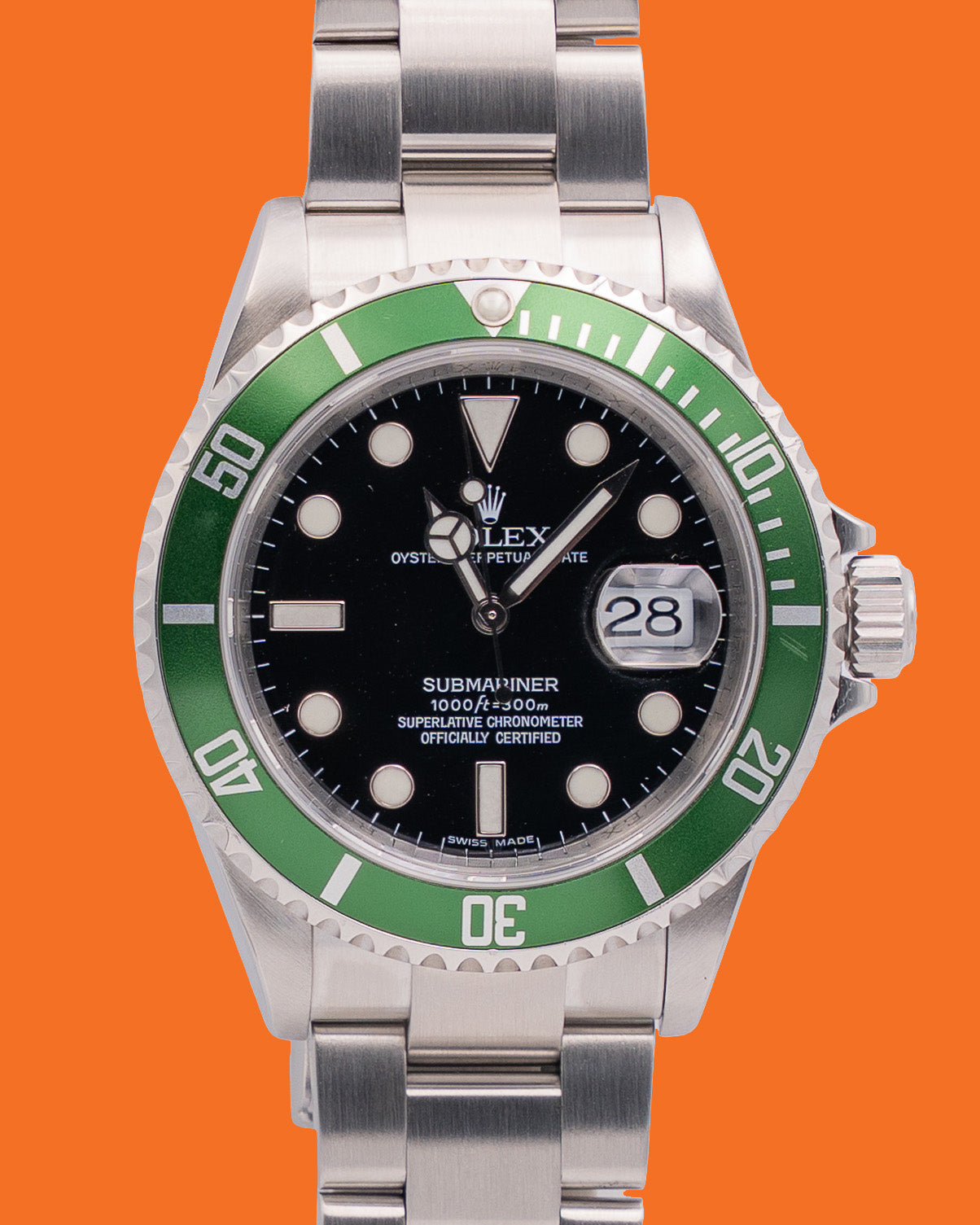 Rolex Submariner 40mm 16610LV Kermit Rehaut Serial 2008
