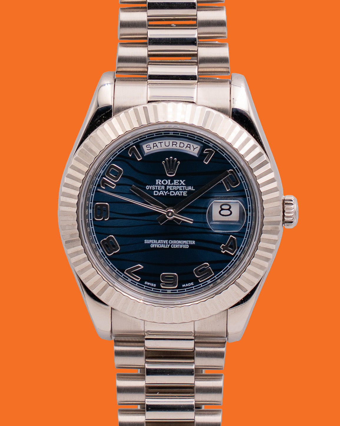 Rolex  Day-Date II 41mm 218239 Blue Wave Dial 2011