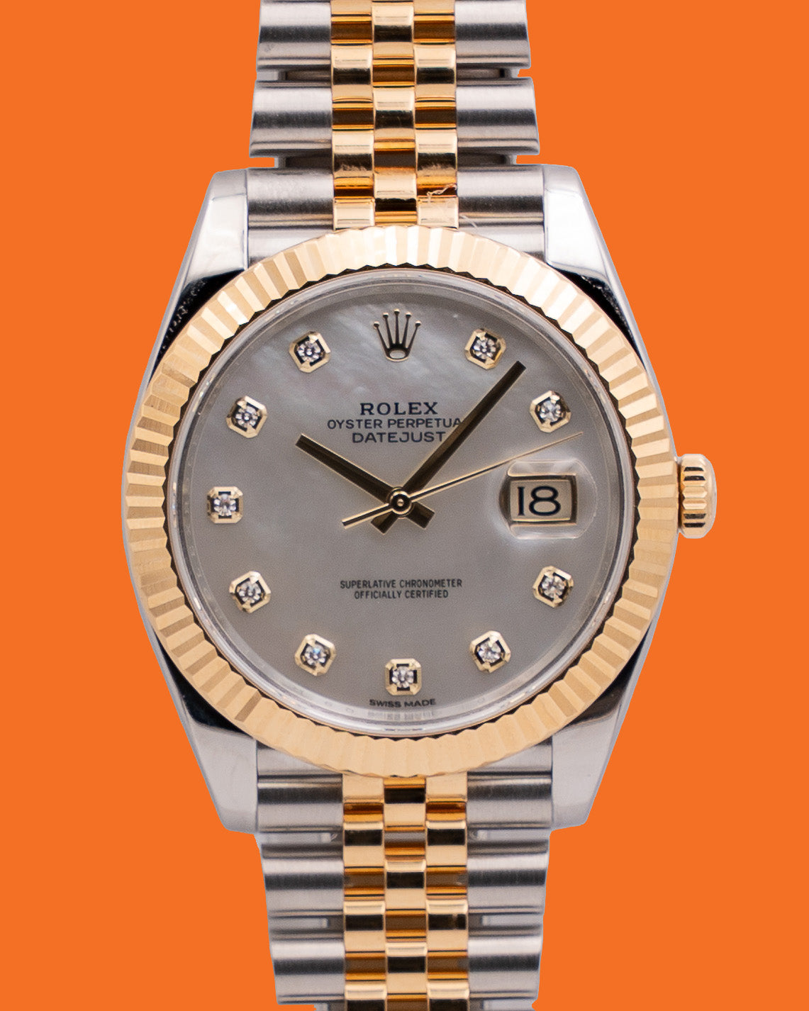 Rolex Datejsut 41mm 126333 MOP Diamond Dial Fluted Two Tone Jubilee 2019