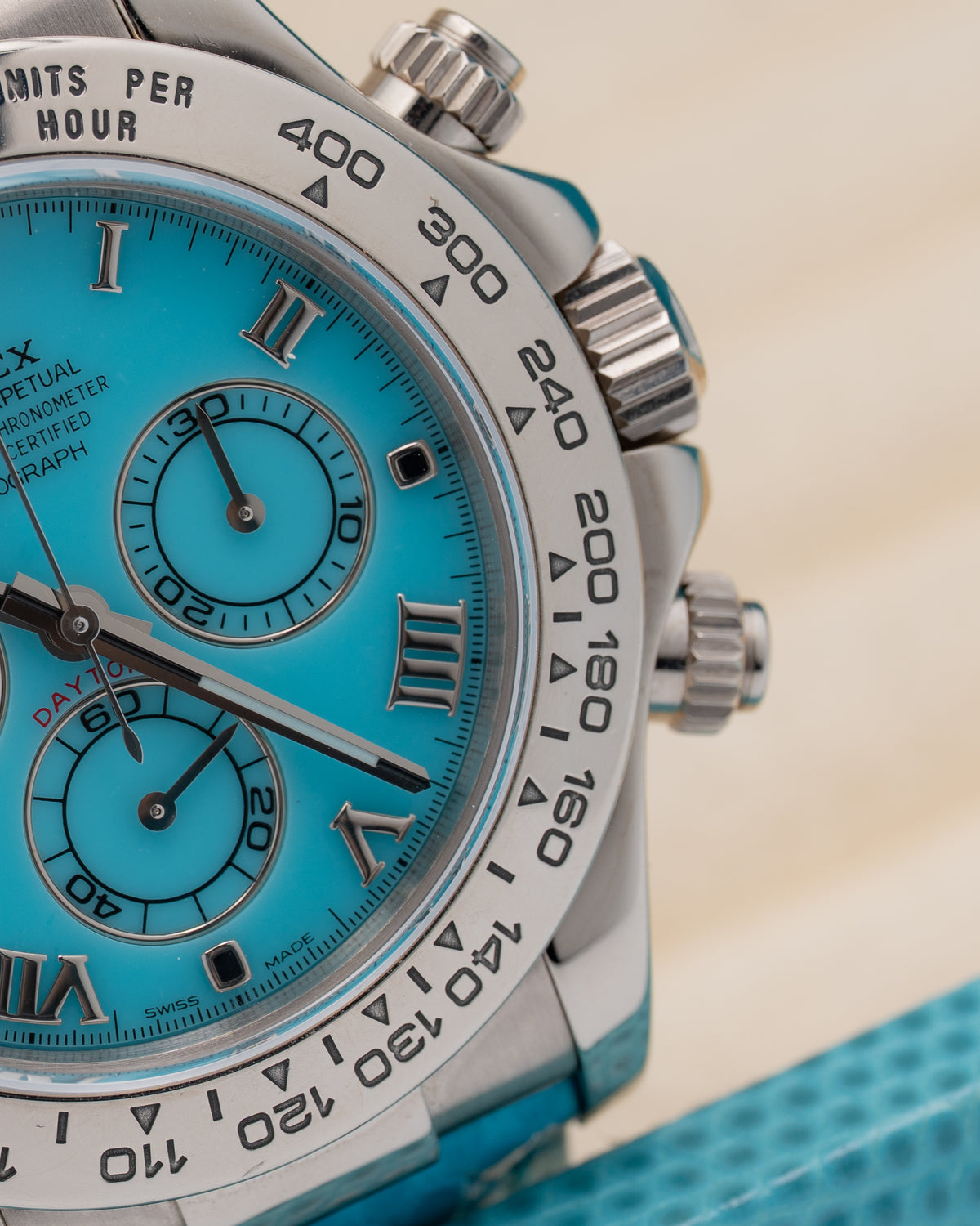 Rolex Daytona 40mm 116519 Beach Turquoise Dial On Blue Lizard  Strap 2001