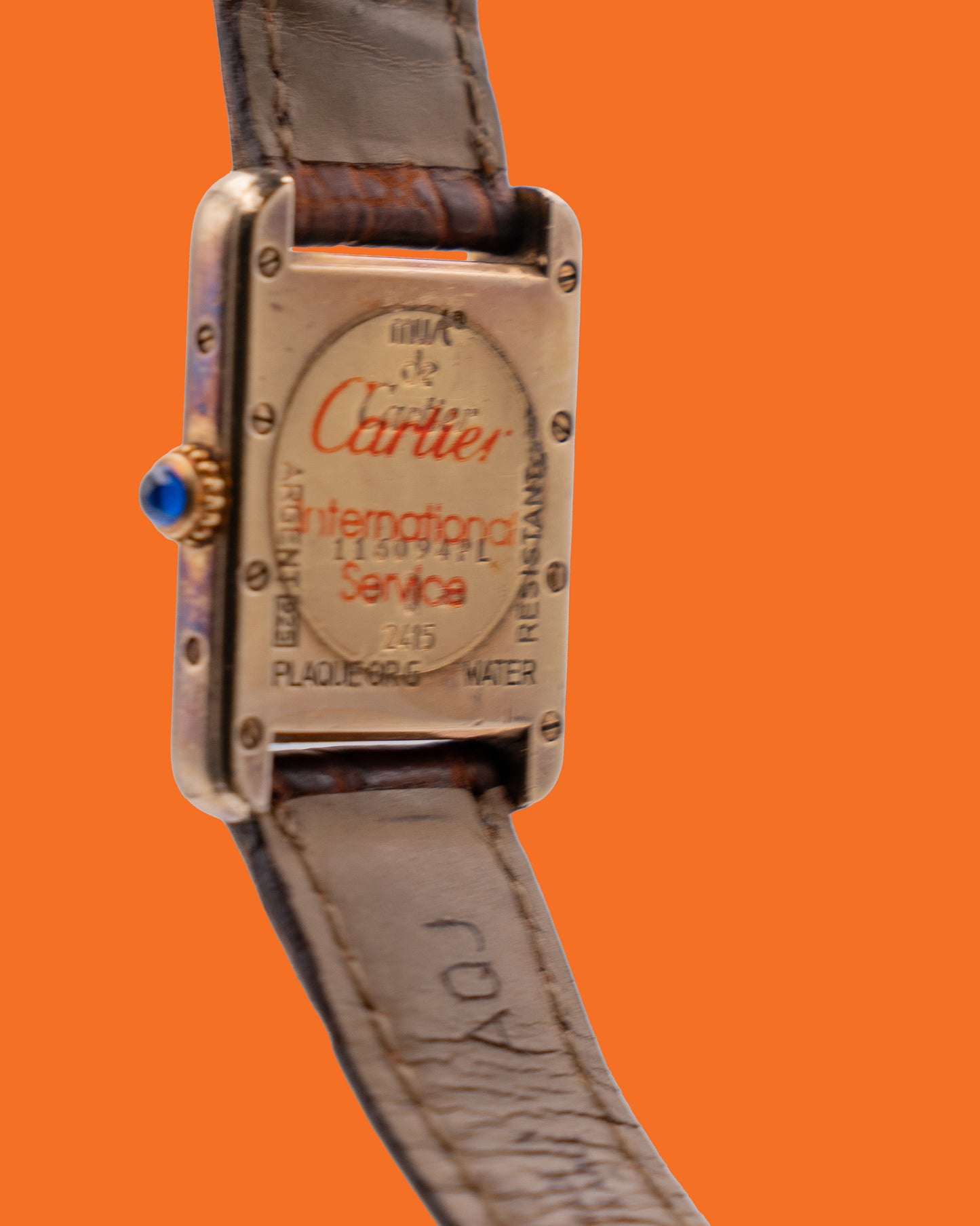 Cartier Argent 24mm 925 Ivory Roman Dial Black Leather