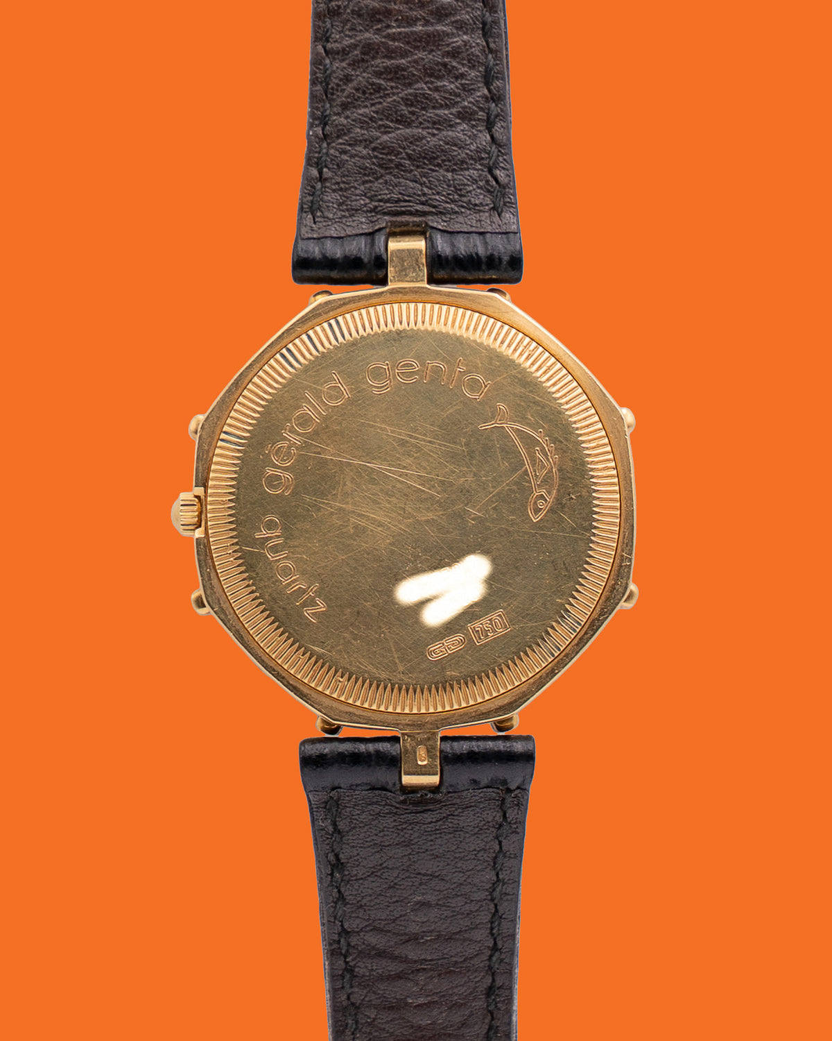 1990s Gerald Genta Maxitime Octagon g2859.7 Day Date Dual Time Lapis Monophase Quartz