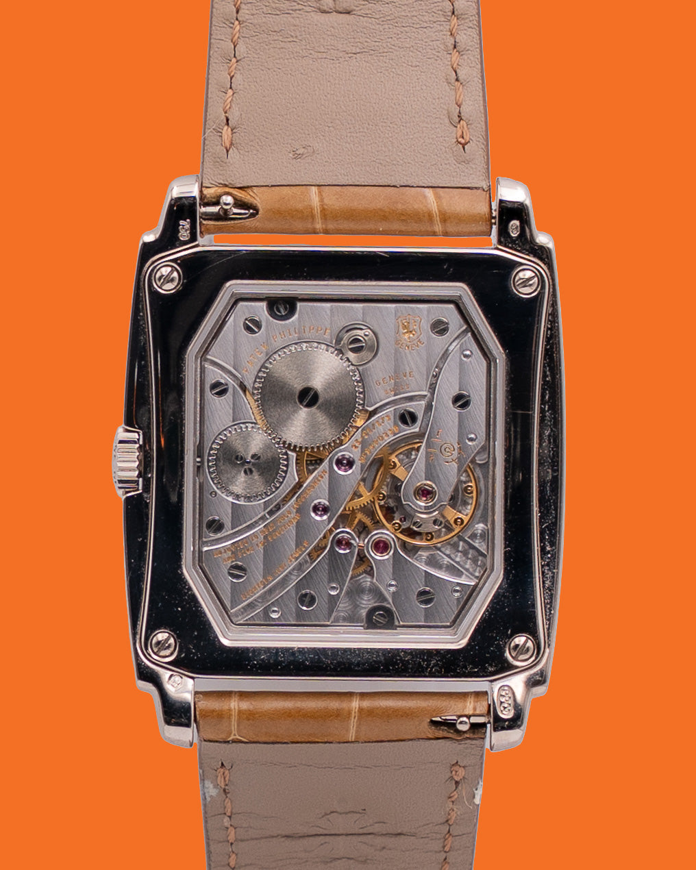 Celebrity Owned  Patek Phillippe 33mm 5124g Gondolo White Gold Brown Leather Strap