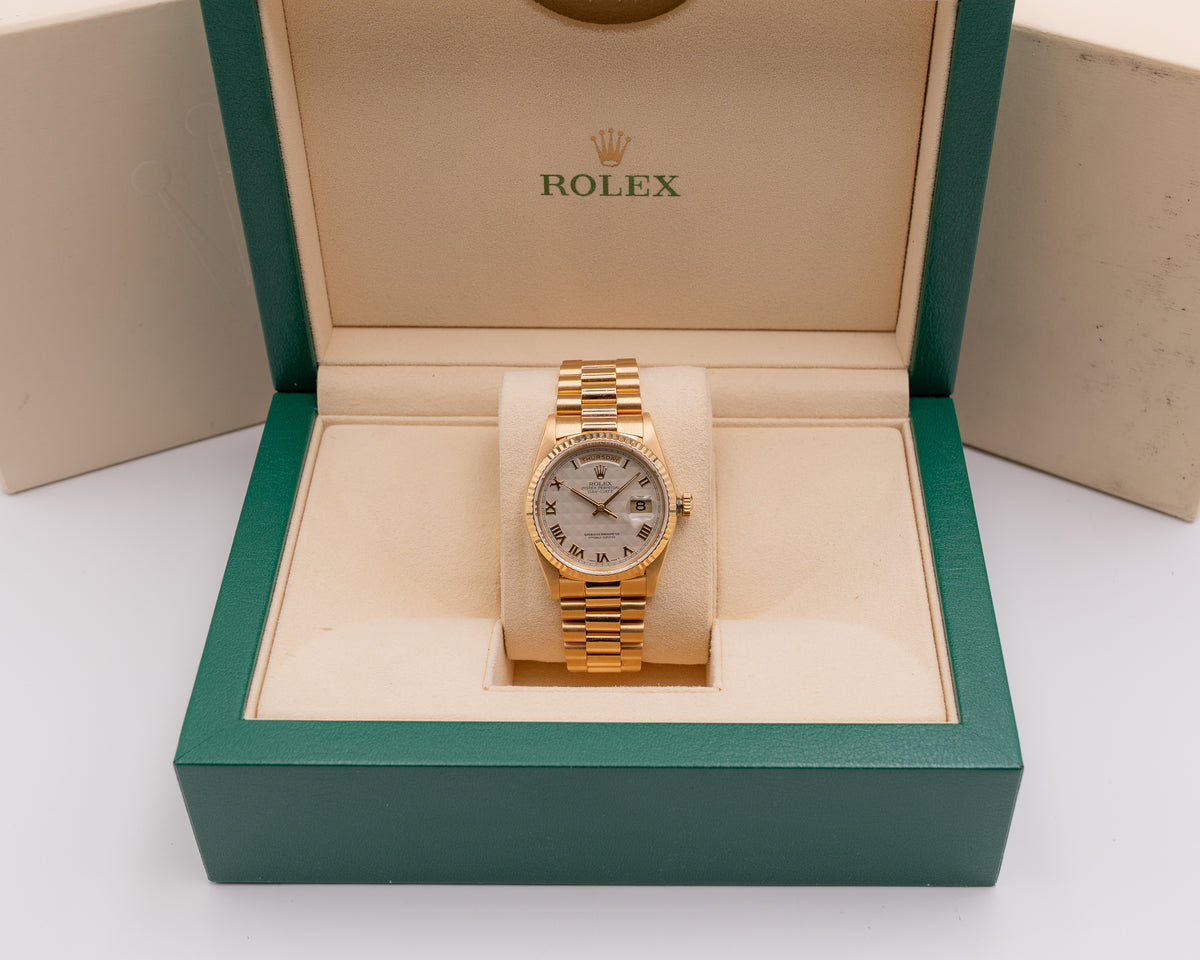 Rolex Day Date 36mm 18238 Gold Pyramid Dial 1990