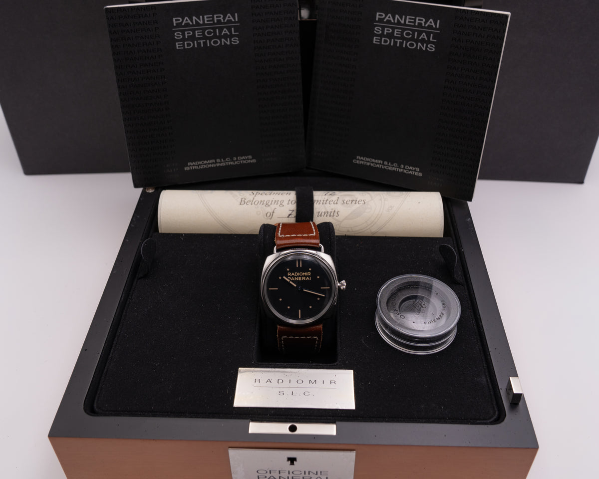 1 of 750 Panerai Radiomir S.L.C. 3 Days 47mm Pam00449 Black Dial Brown Strap