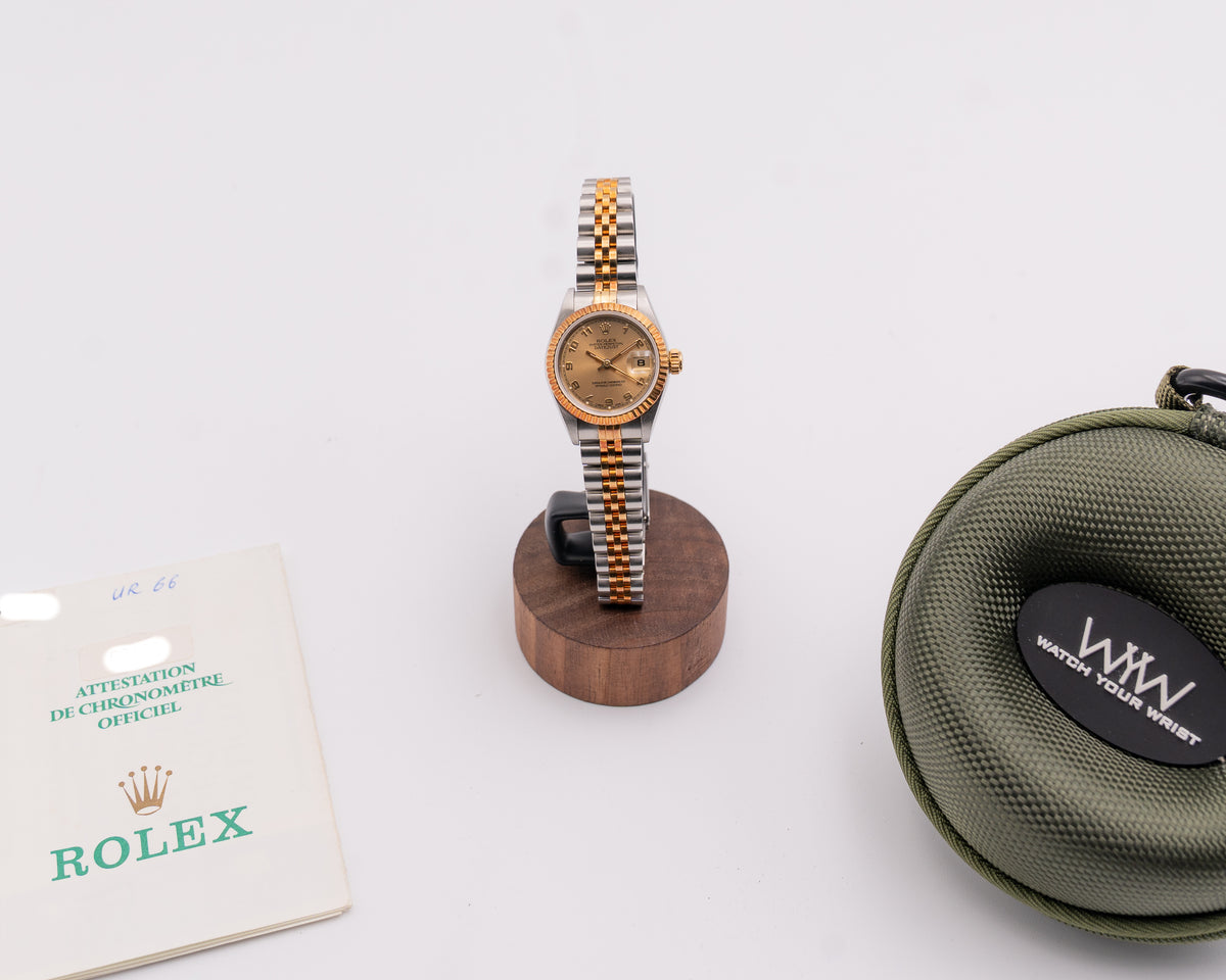 Rolex Datejust 26mm 69173 Two Tone Fluted Champagne Dial On   Jubilee 1998