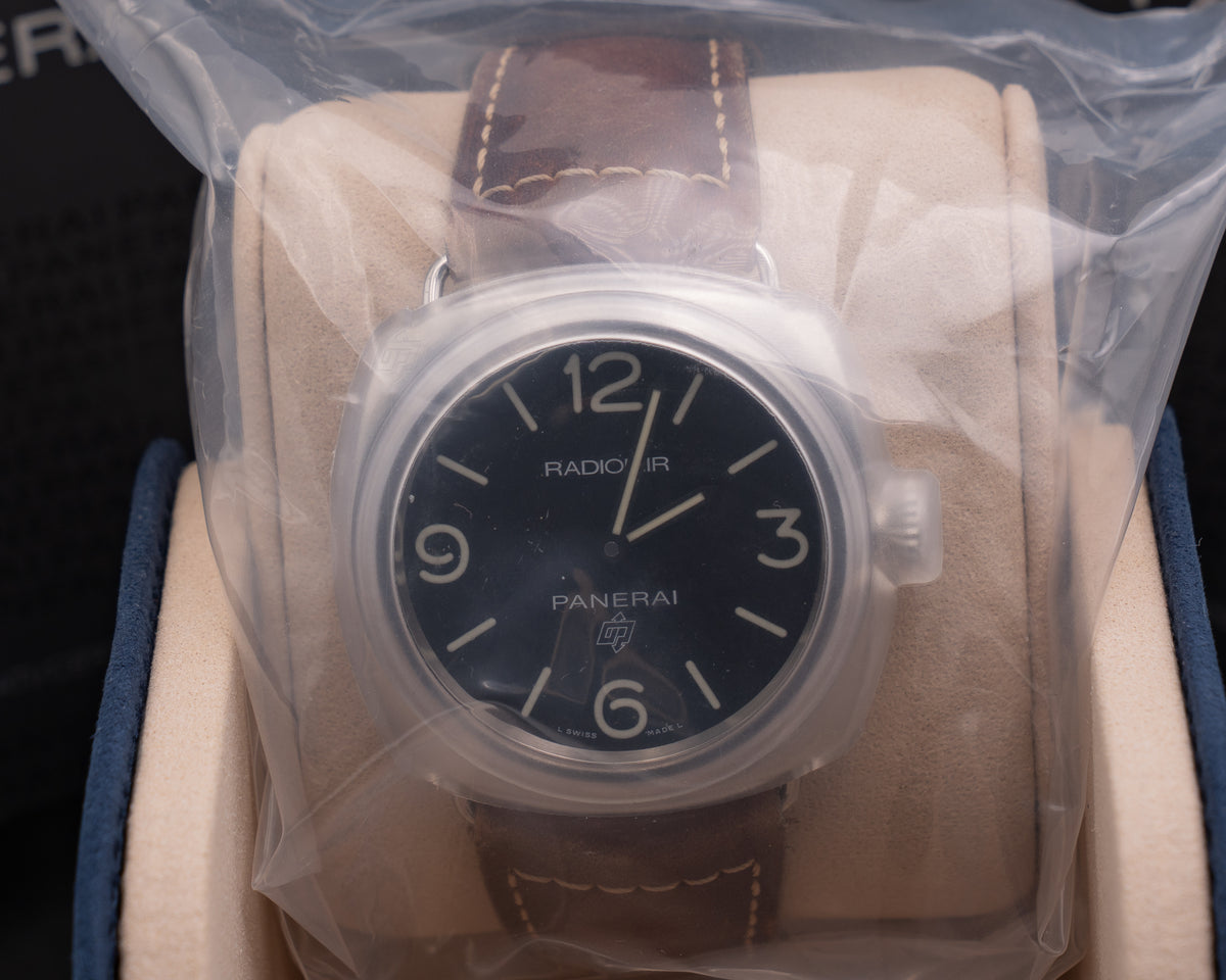 NEW SEALED Radiomir Base Logo 45mm PAM00753 Brown Strap Black Dial 2018