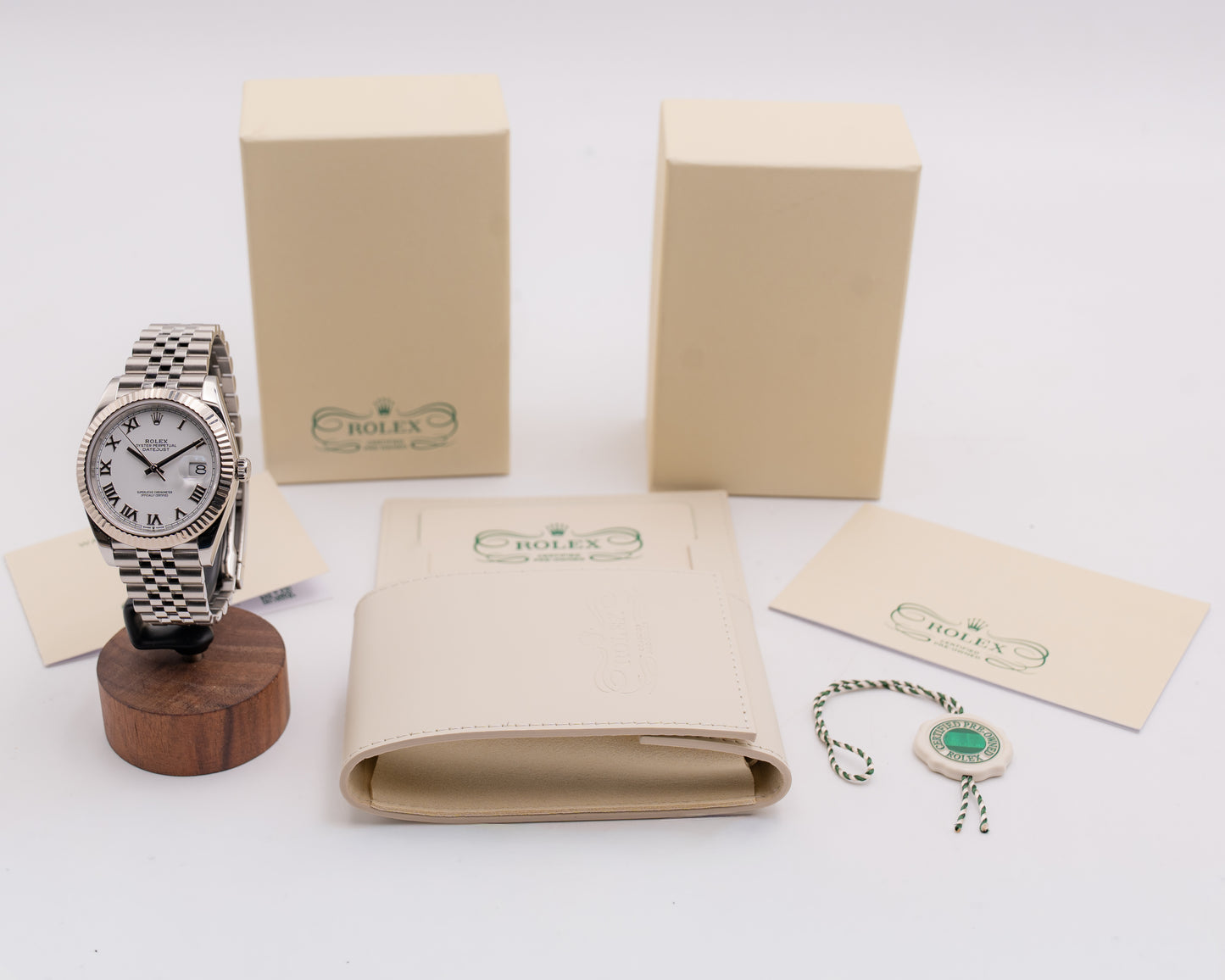 CPO Rolex Datejust 41mm 126334 White Roman Fluted Jubilee