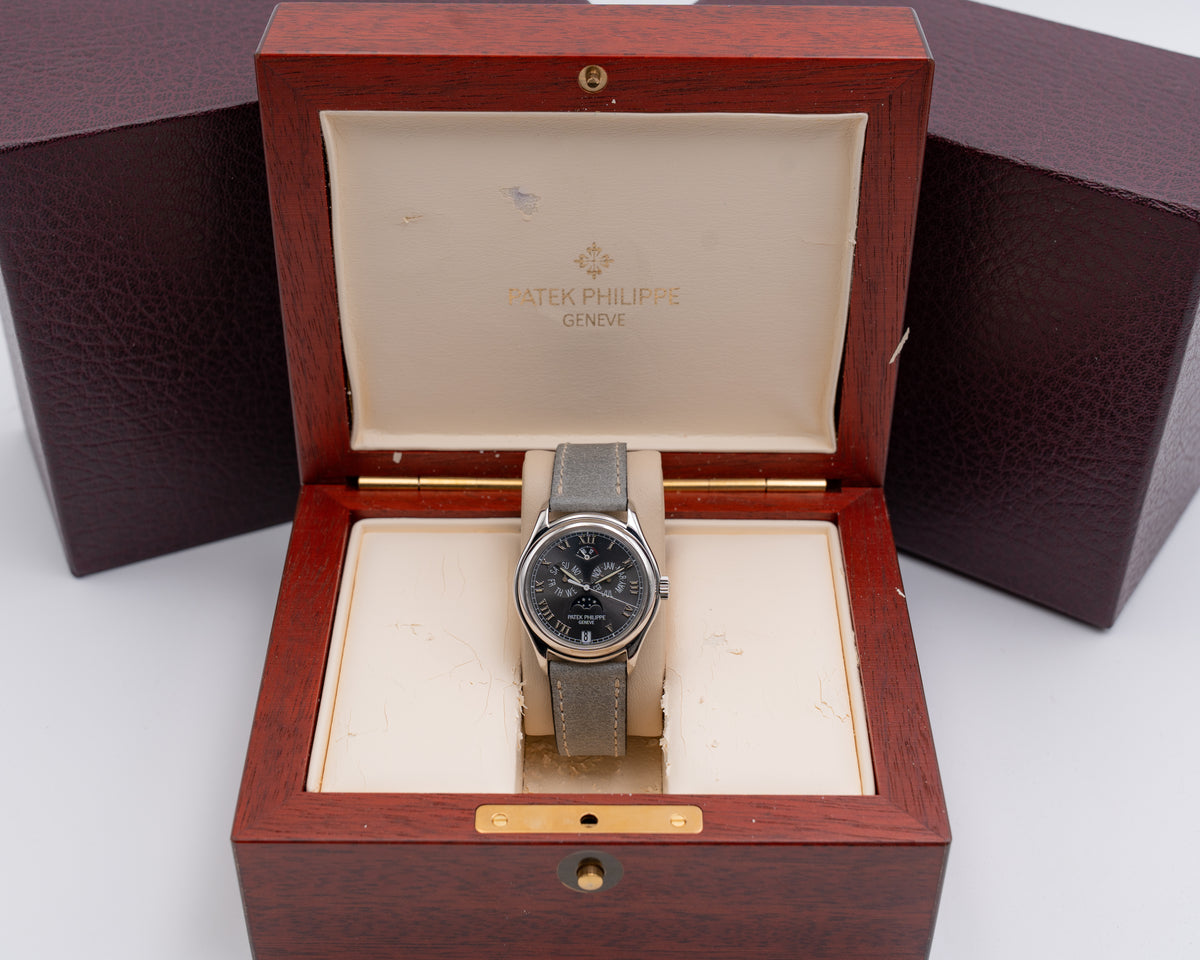 Patek Philippe annual calendar 37mm 5056P Grey Dial On A Grey Leather WYW Strap