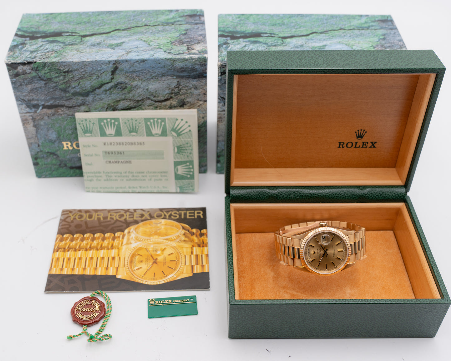 Rolex Day Date 36mm 18238 Gold Case Champagne Dial 2000