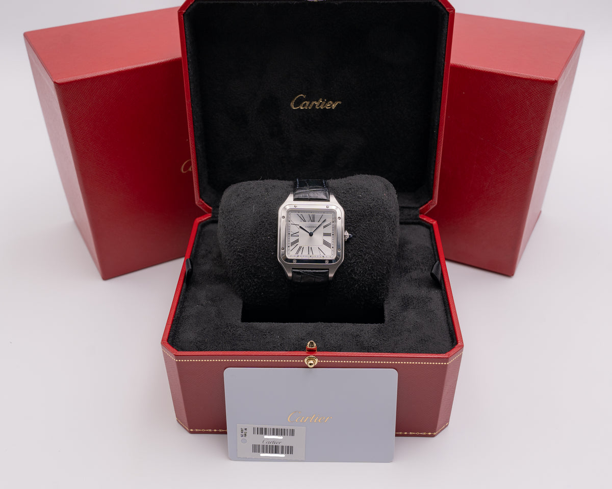 Cartier Santos Dumont 46.6mm WSSA0032 Silver Dial Black Strap 2024