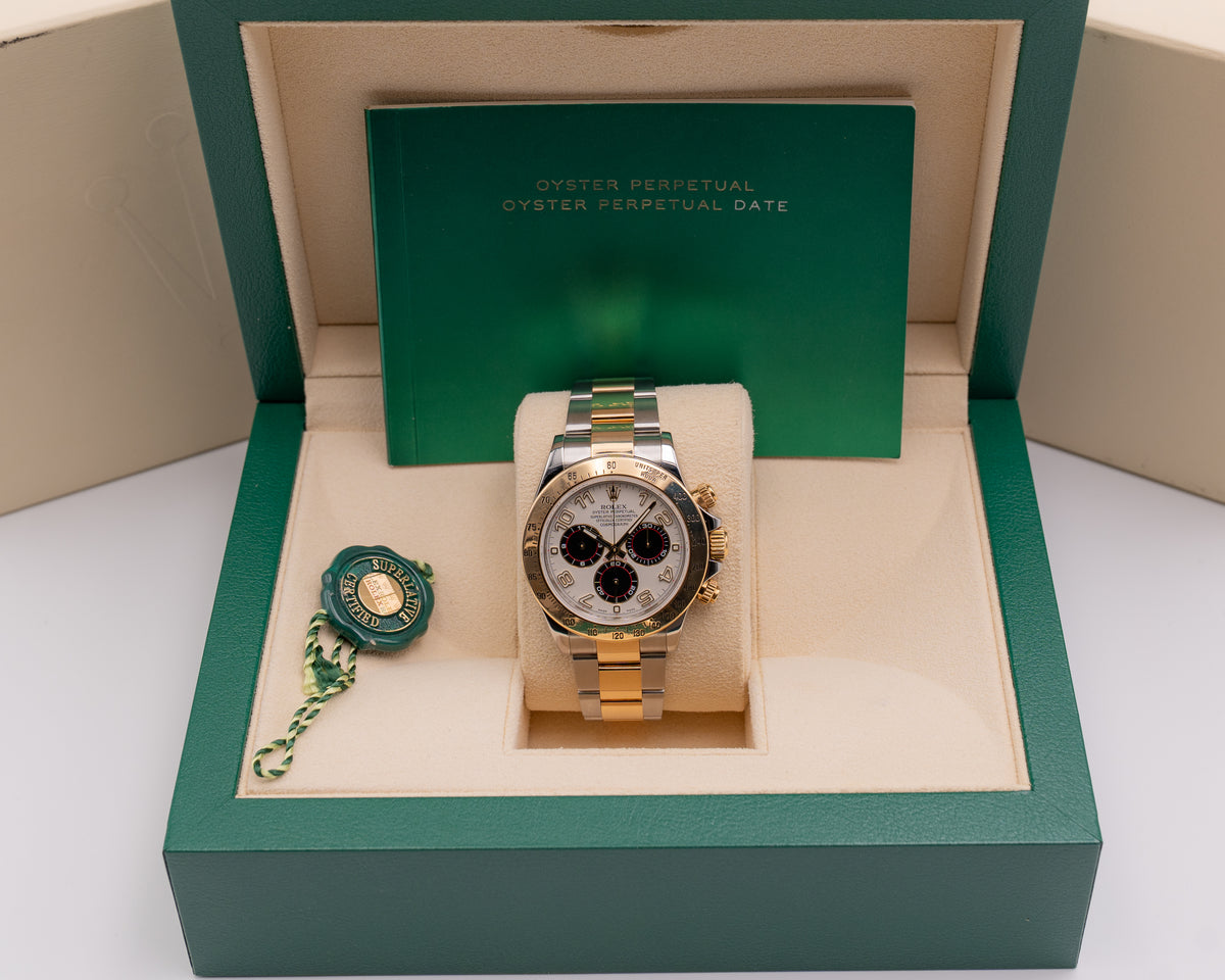 Rolex Daytona 40mm 116523 Two Tone racing dial White Arabic Dials Black Sub Dials