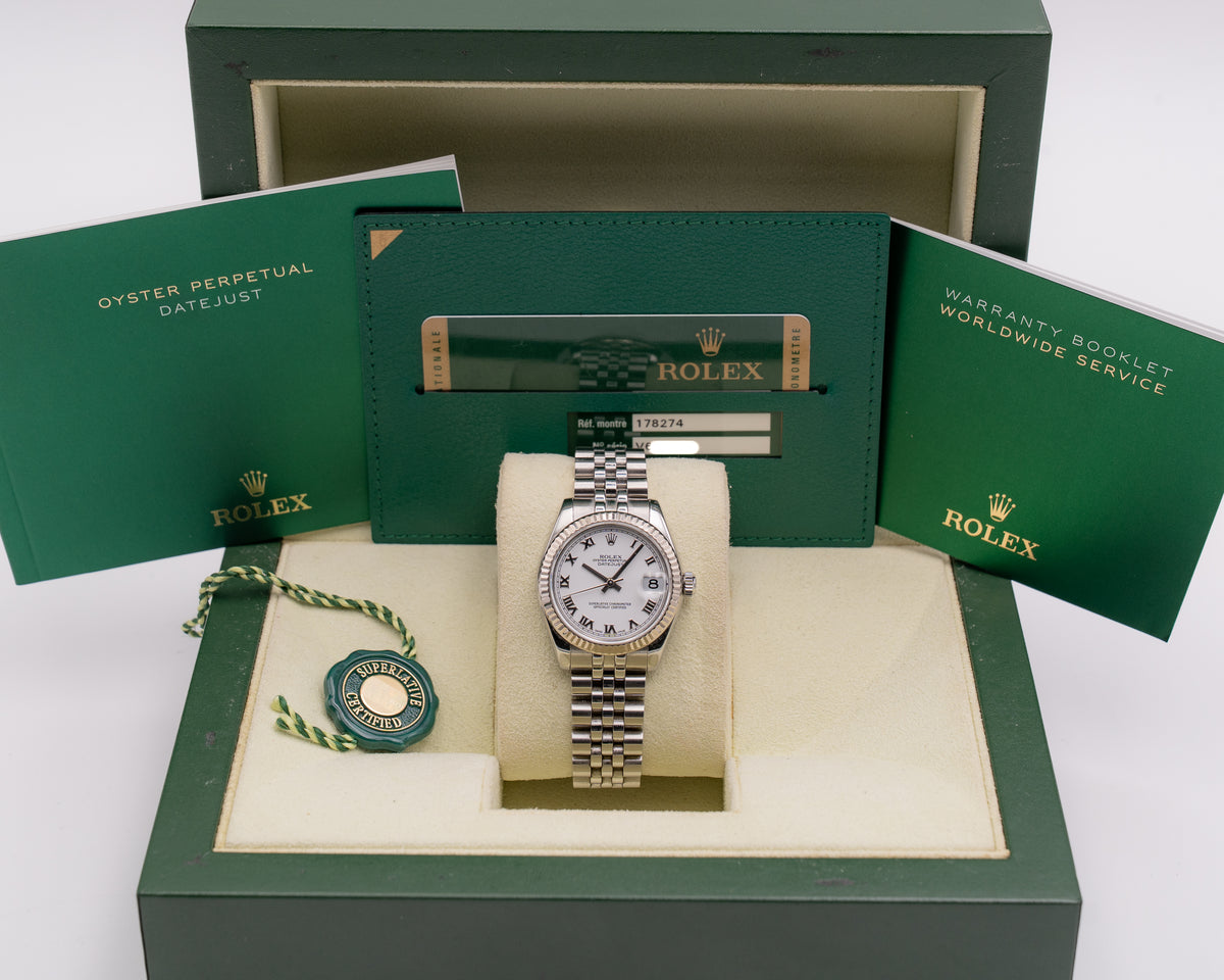 Rolex Steel and White Gold Datejust 31mm  178274 On Jubilee Open Date