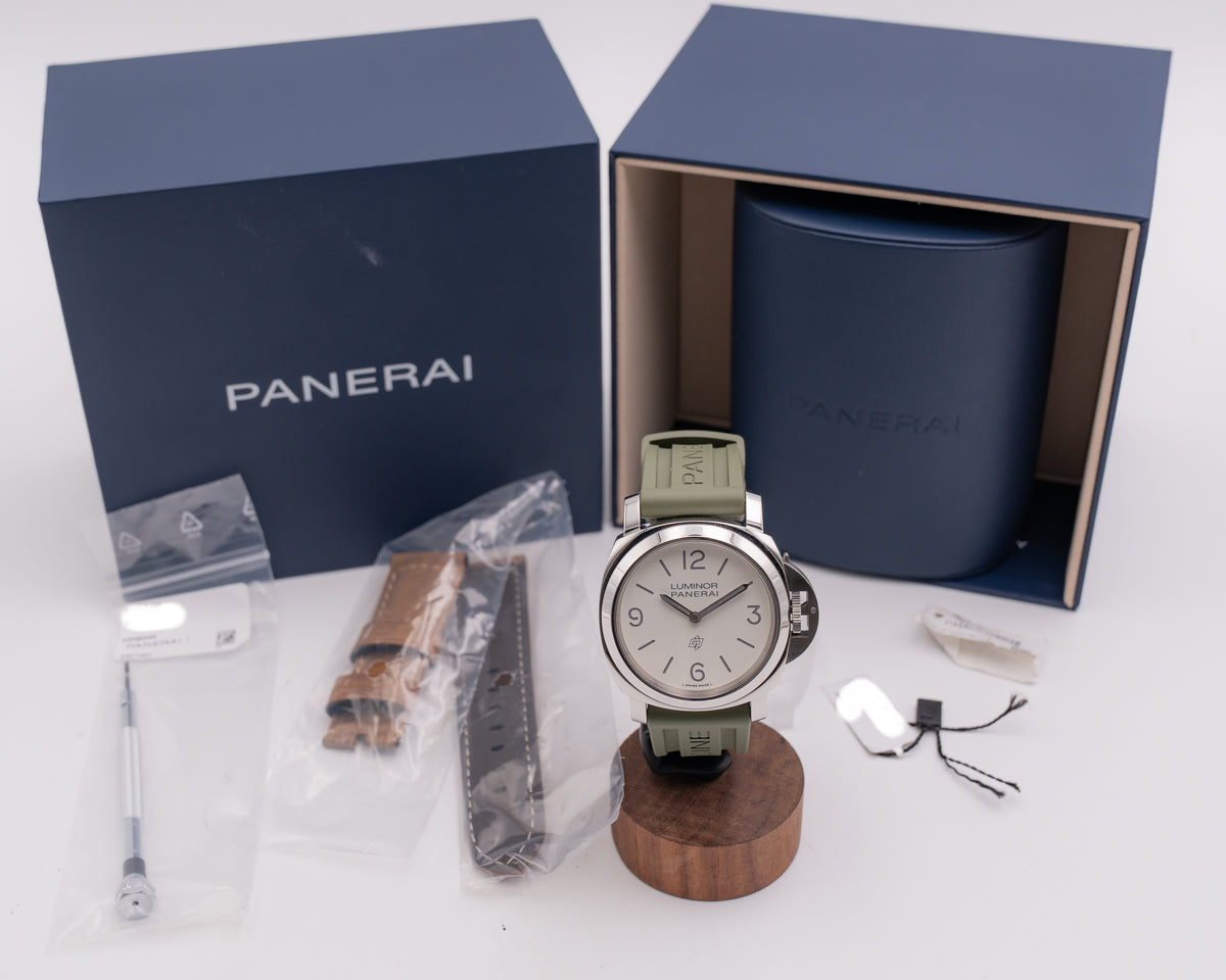 Panerai Luminor Base 44mm PAM01087 White Dial Green Strap 2026
