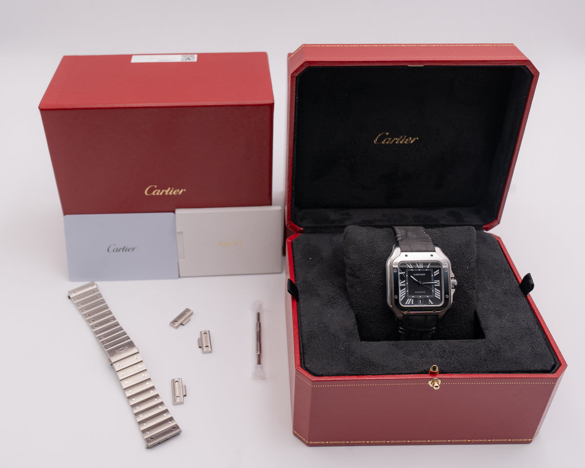 Cartier Santos Large 39mm WSSA0096 Black Dial Black Leather Strap 2025
