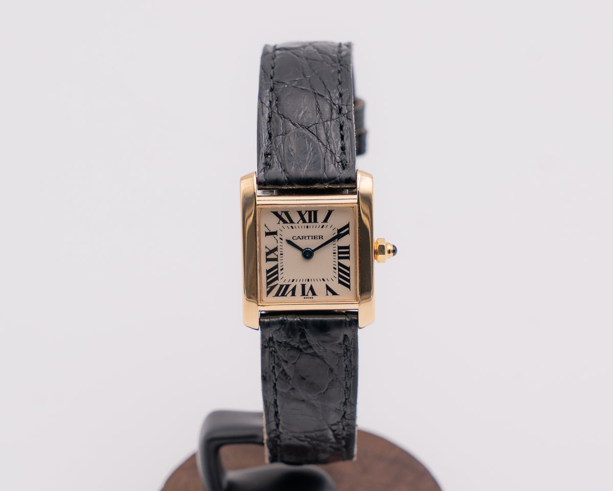 Cartier Tank Francaise 20mm W5000256 Yellow gold on Leather