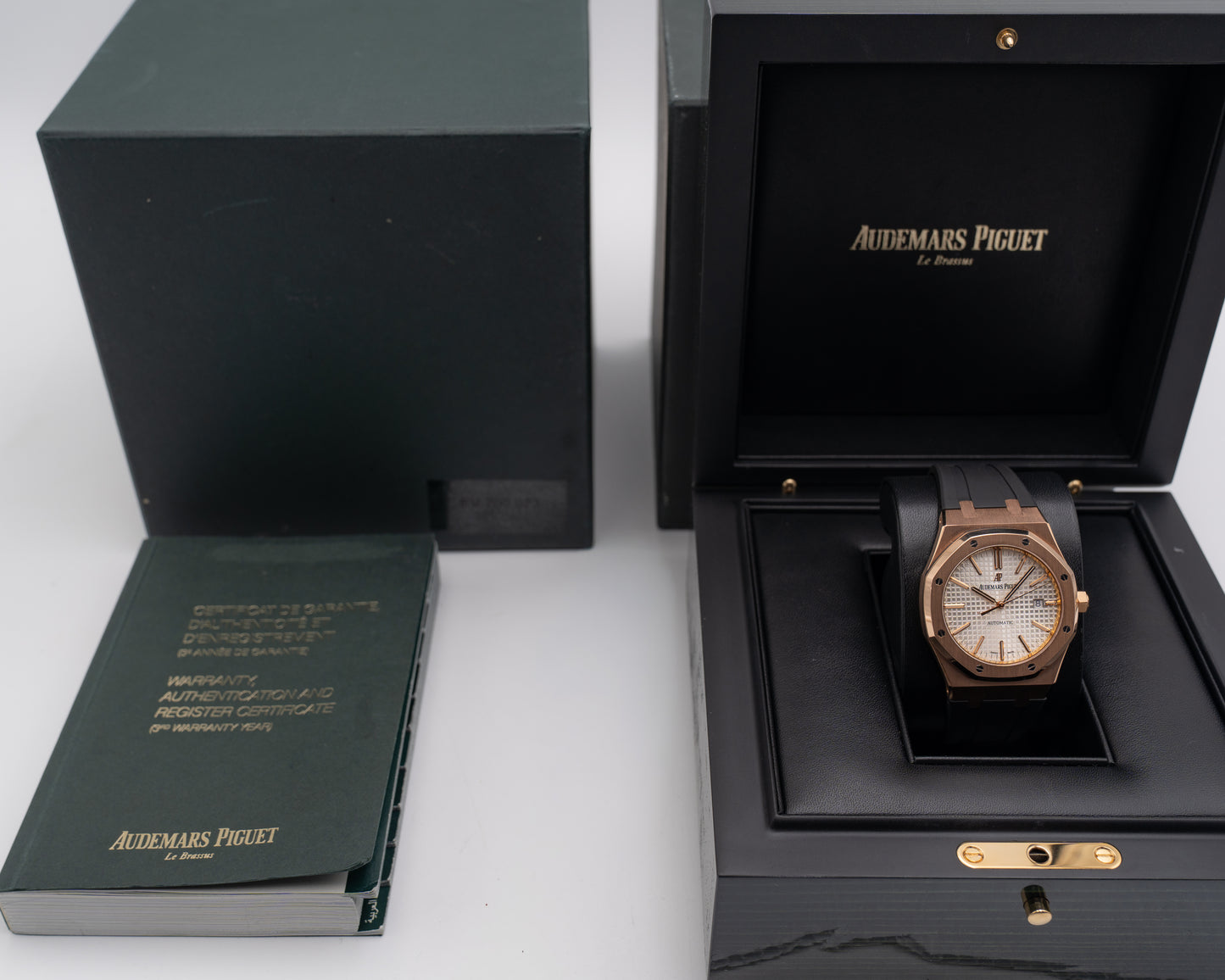Audemars Piguet Royal Oak 41mm 15400OR Pink Gold Black Strap 2014
