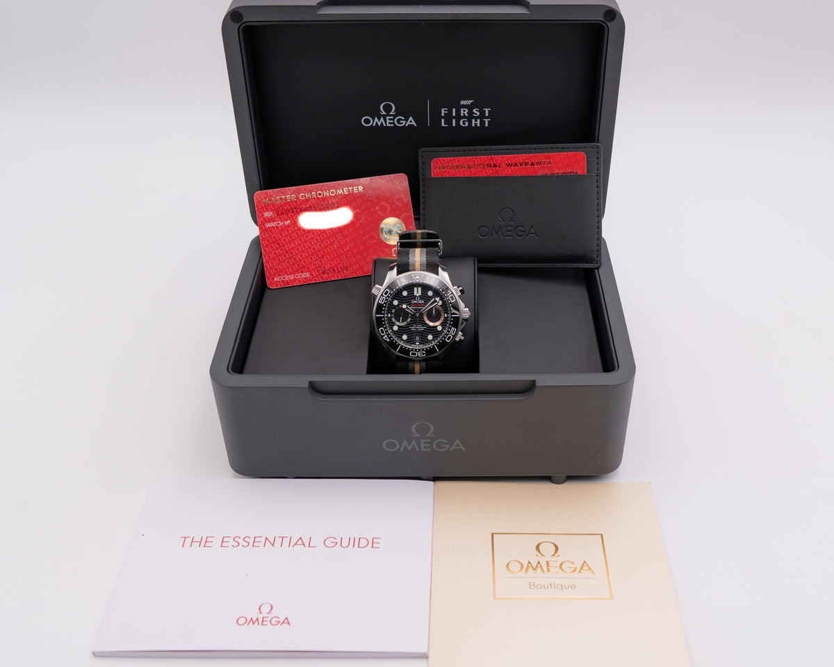 UNWORN Omega Seamaster Diver 300M "007 First Light" 44mm 210.32.44.51.01.002 Black Dial Textile Strap 2026