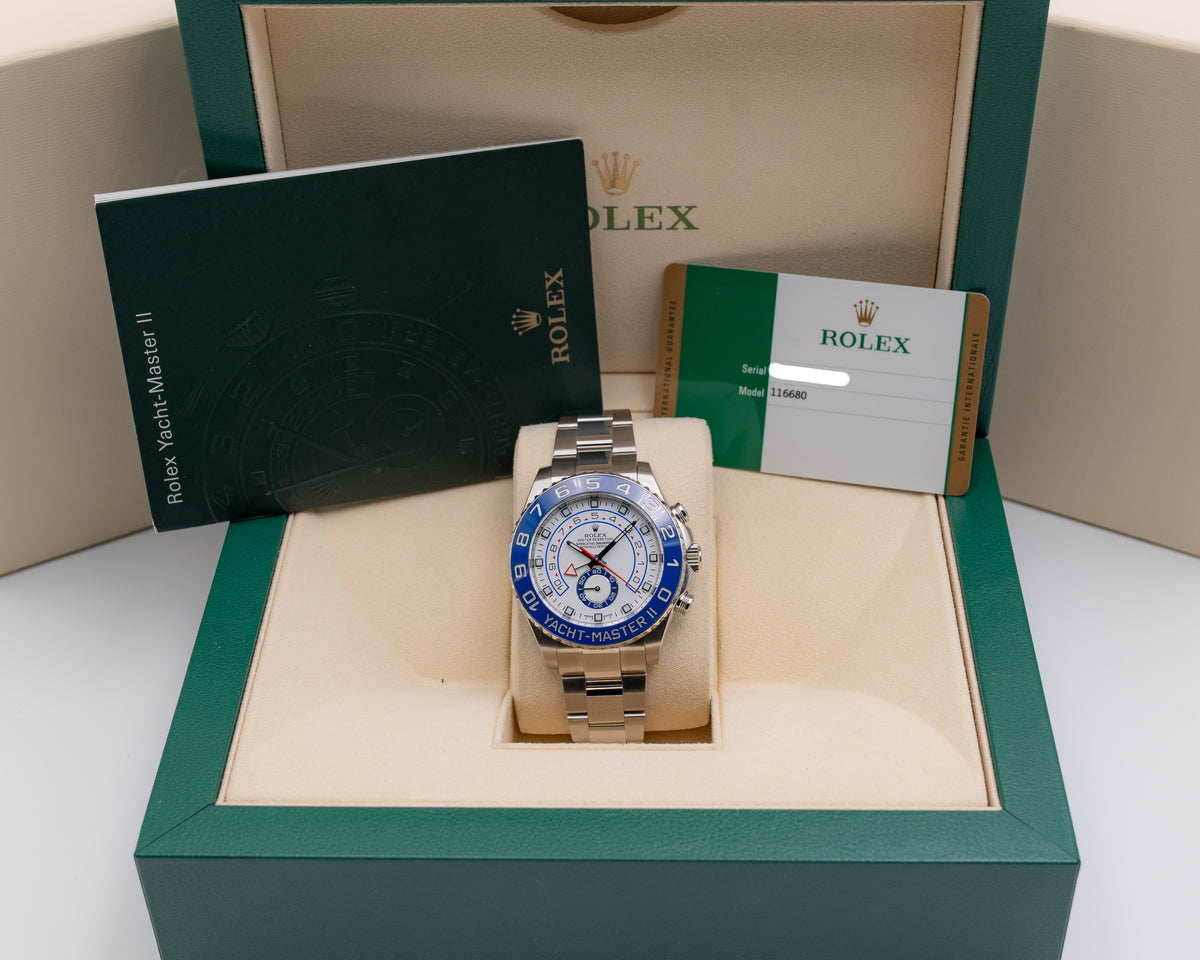 Rolex Yacht-Master 2 44mm 116680 Blue Bezel White Dial 2017