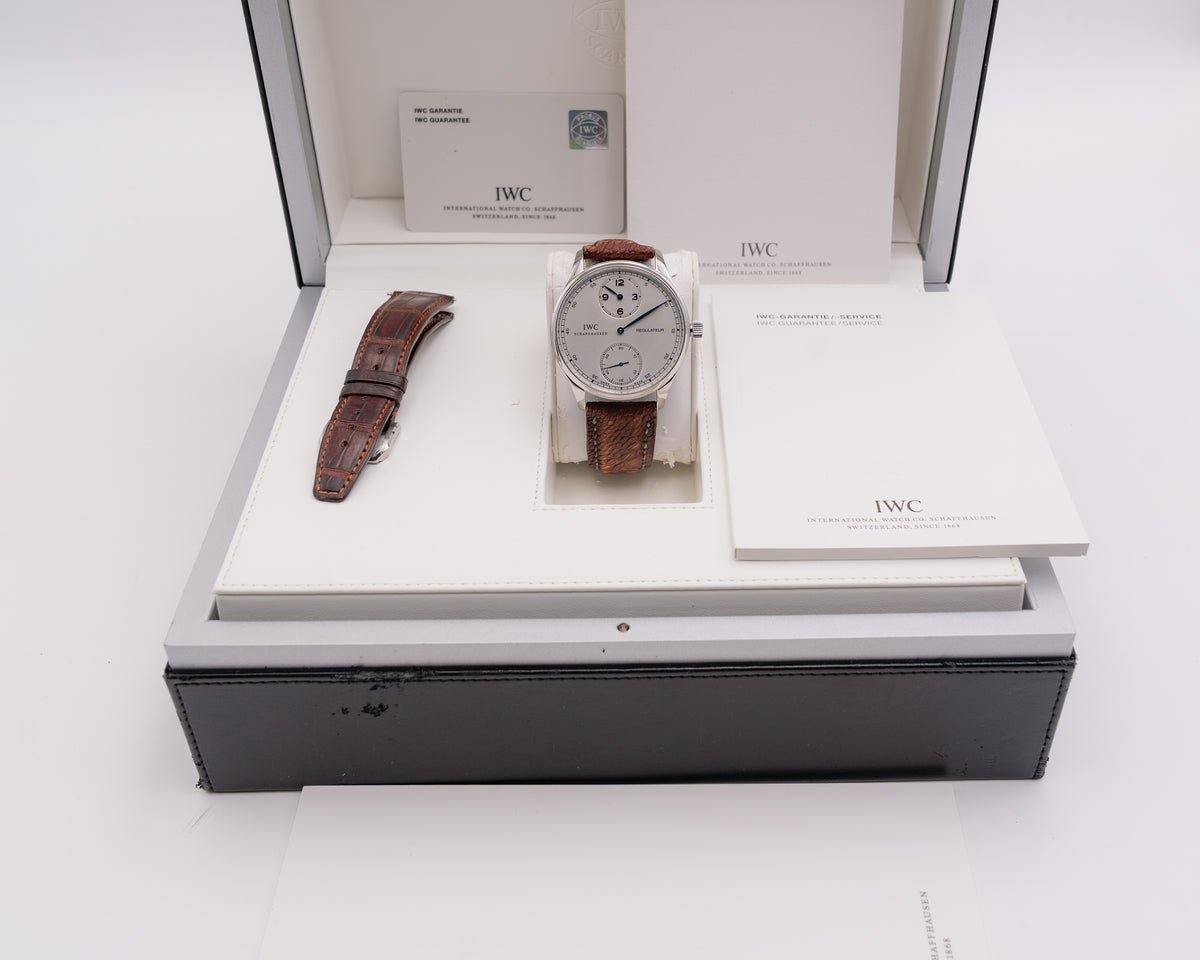 IWC Portugieser Regulateur 43.10mm IW5444-01 Silver Dial Brown Strap 2007