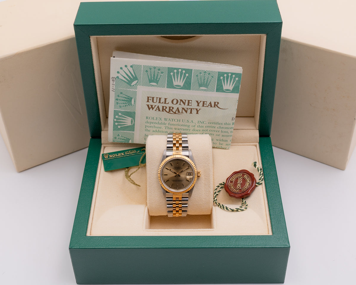 Rolex Datejust 31mm 68273 Fluted Bezel Two-Tone Jubilee Watch  Champagne Dial 2000