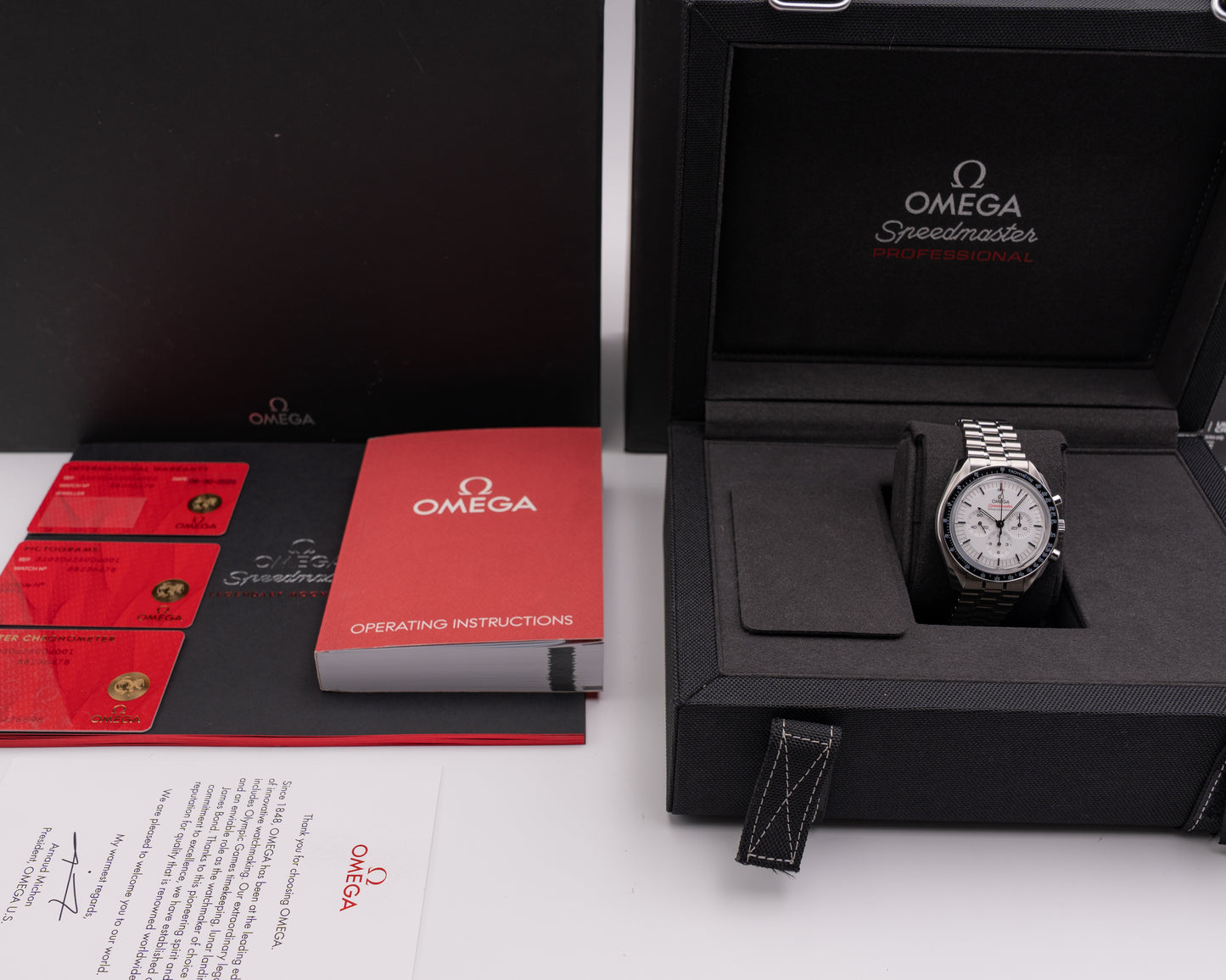 Omega Speedmaster 42mm 31030425004001 White Dial Chronograph
