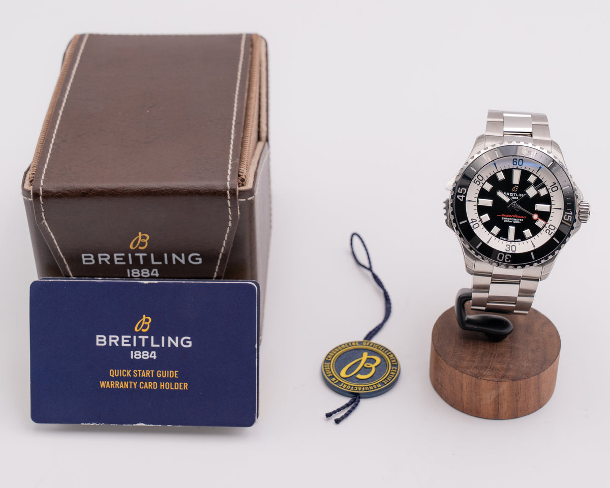 STICKERED  Breitling SuperOcean 46mm A17378211B1A1 Black On Bracelet