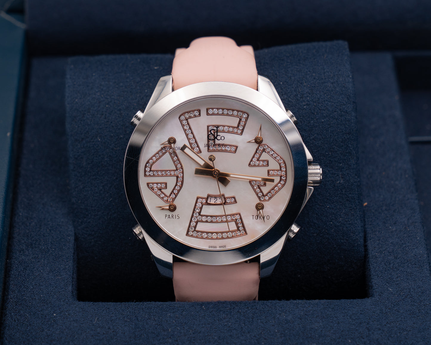 Jacob & Co Five Time Zone Mother of Pearl on Pink Strap