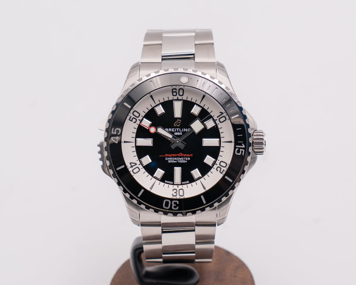 STICKERED  Breitling SuperOcean 46mm A17378211B1A1 Black On Bracelet