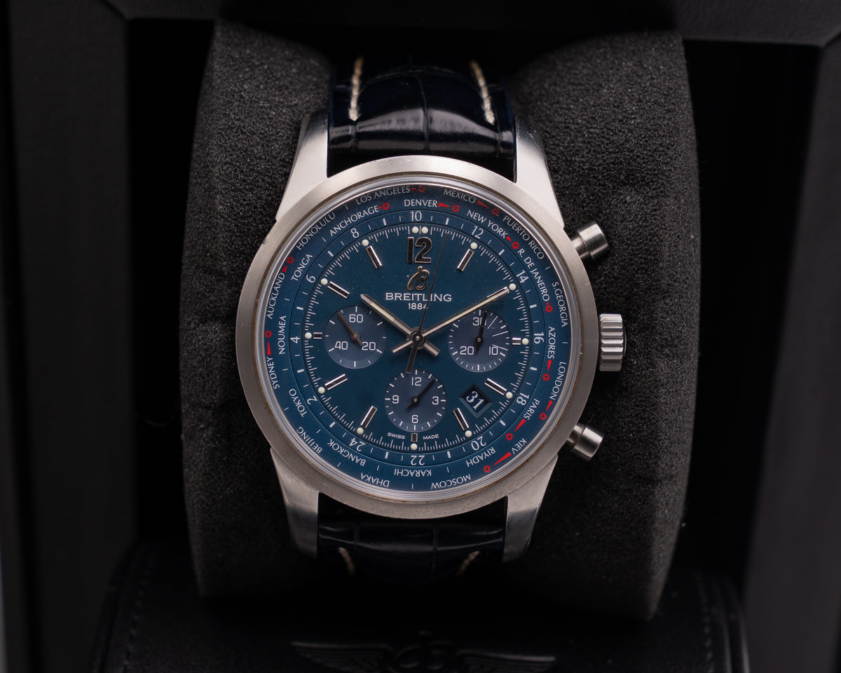 Breitling Chronograph 46mm ab0510u9-c879  blue world-time dial 2013