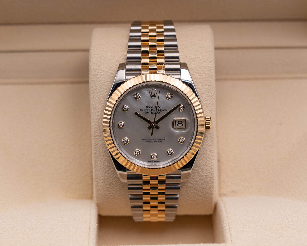 Rolex Datejsut 41mm 126333 MOP Diamond Dial Fluted Two Tone Jubilee 2019
