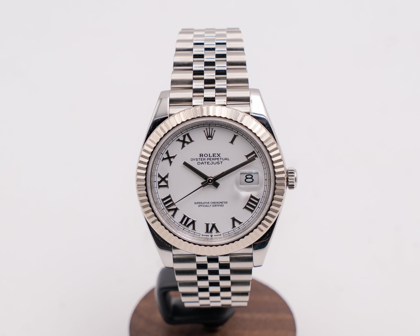 CPO Rolex Datejust 41mm 126334 White Roman Fluted Jubilee